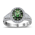 TLV Ceylon Blue Sapphire, Moissanite Halo Ring in Platinum Over Sterling Silver (Size 7.0) 1.60 ctw - Sticky add to cart bar