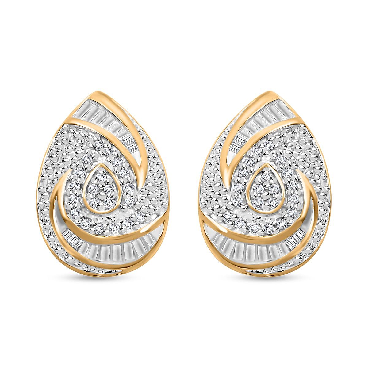 Diamond Pear Shape Earrings in 14K Yellow Gold Over Sterling Silver 0.25 ctw