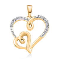 Diamond Heart Pendant in 14K Yellow Gold Over Sterling Silver 0.10 ctw
