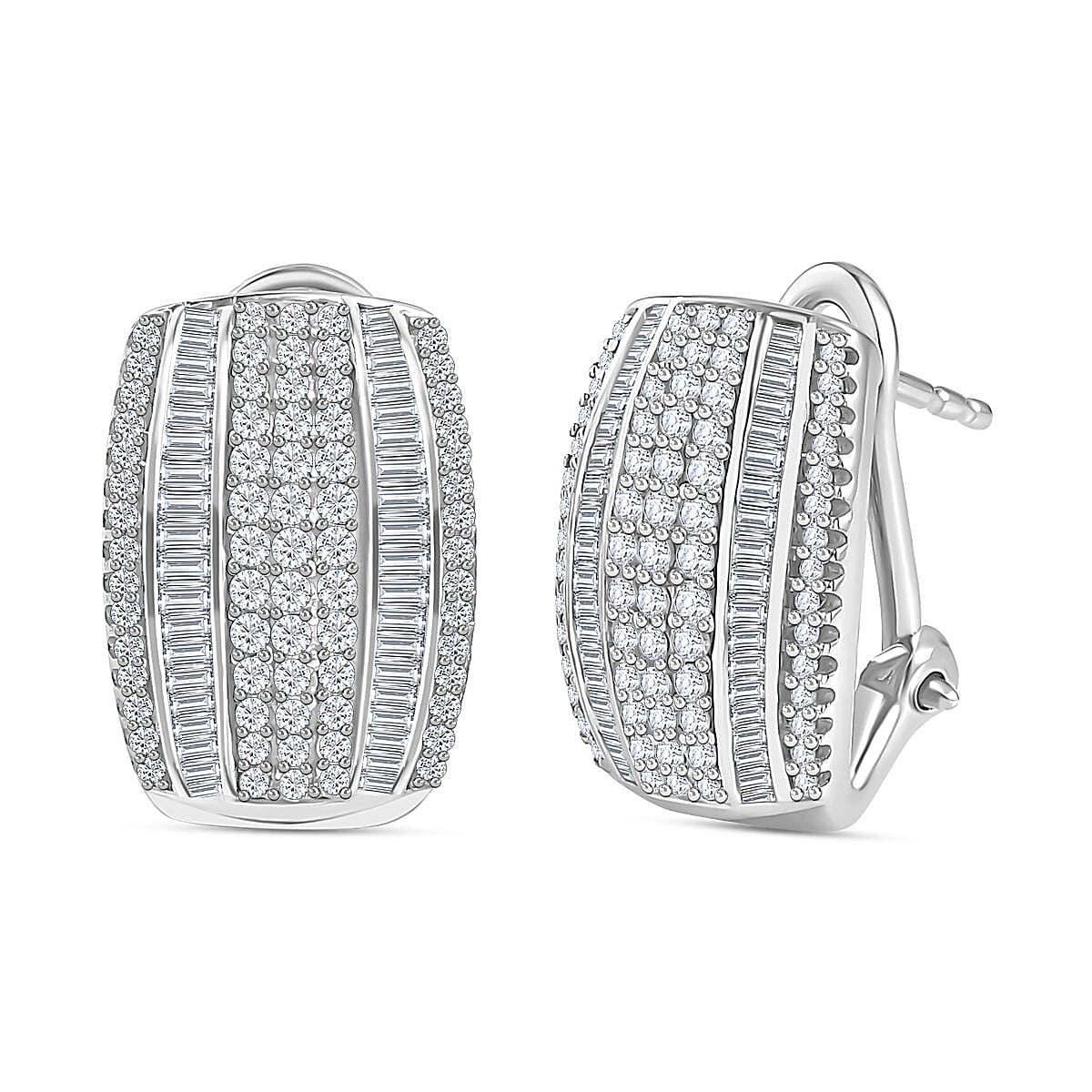 Diamond Earrings in Platinum Over Sterling Silver 1.00 ctw