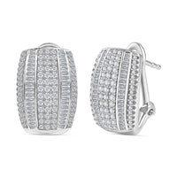 Diamond Earrings in Platinum Over Sterling Silver 1.00 ctw