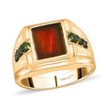 Canadian Ammolite and Chrome Diopside Men's Ring in Vermeil Yellow Gold Over Sterling Silver (Size 10.0) 0.65 ctw - Sticky add to cart bar