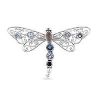 Sajen Silver Kuisa Rainbow Moonstone and Multi Gemstone Dragonfly Pendant without Chain in Sterling Silver 3.40 ctw