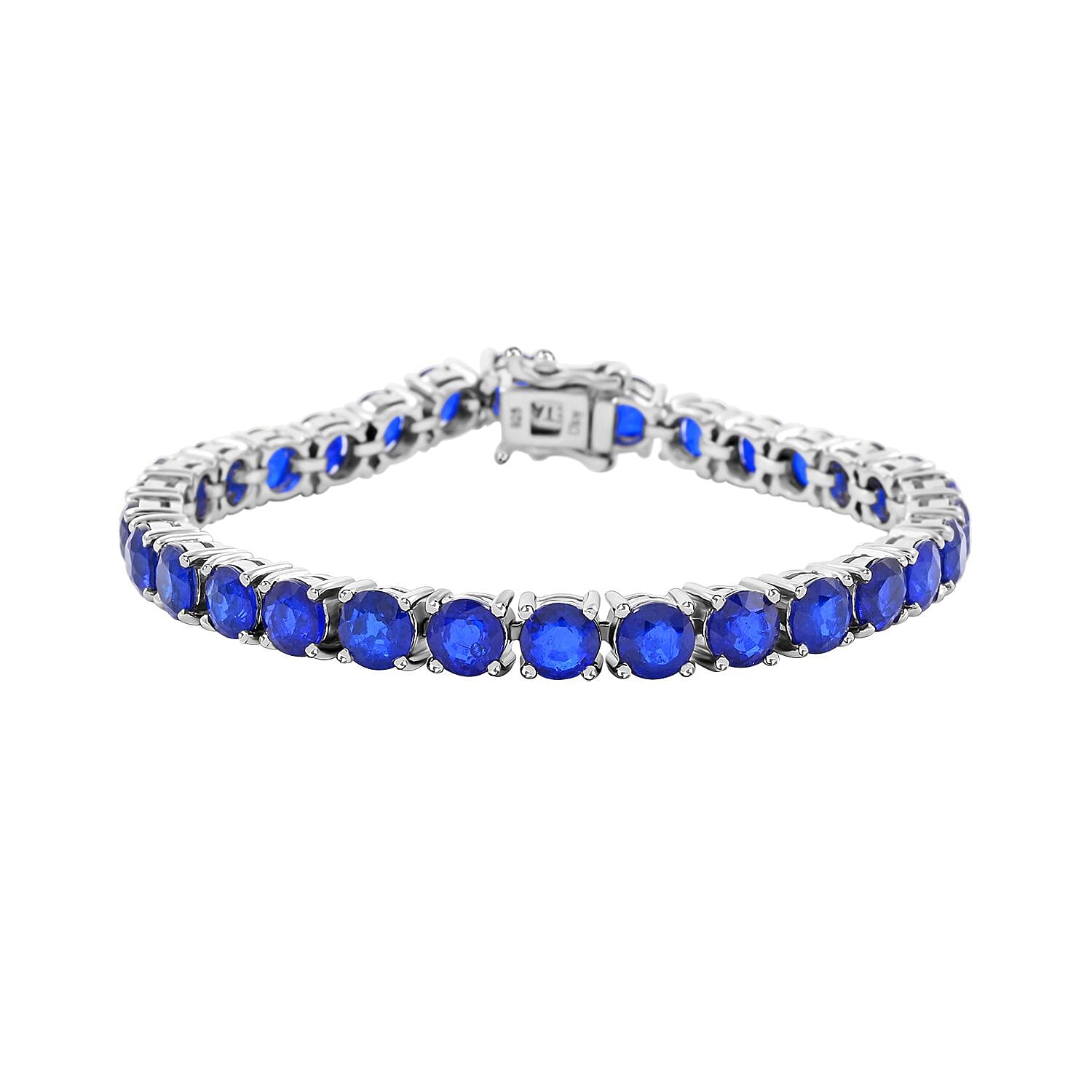 Tanzanian Blue Spinel Bracelet in Rhodium Over Sterling Silver (6.50 In) 15.60 ctw