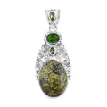 Sajen Silver Serpentine and Multi Gemstone Pendant in Sterling Silver 12.10 ctw - Sticky add to cart bar