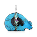 Sajen Silver Blue Turquoise and Multi Gemstone Bear Pendant in Sterling Silver 112.50 ctw - Sticky add to cart bar