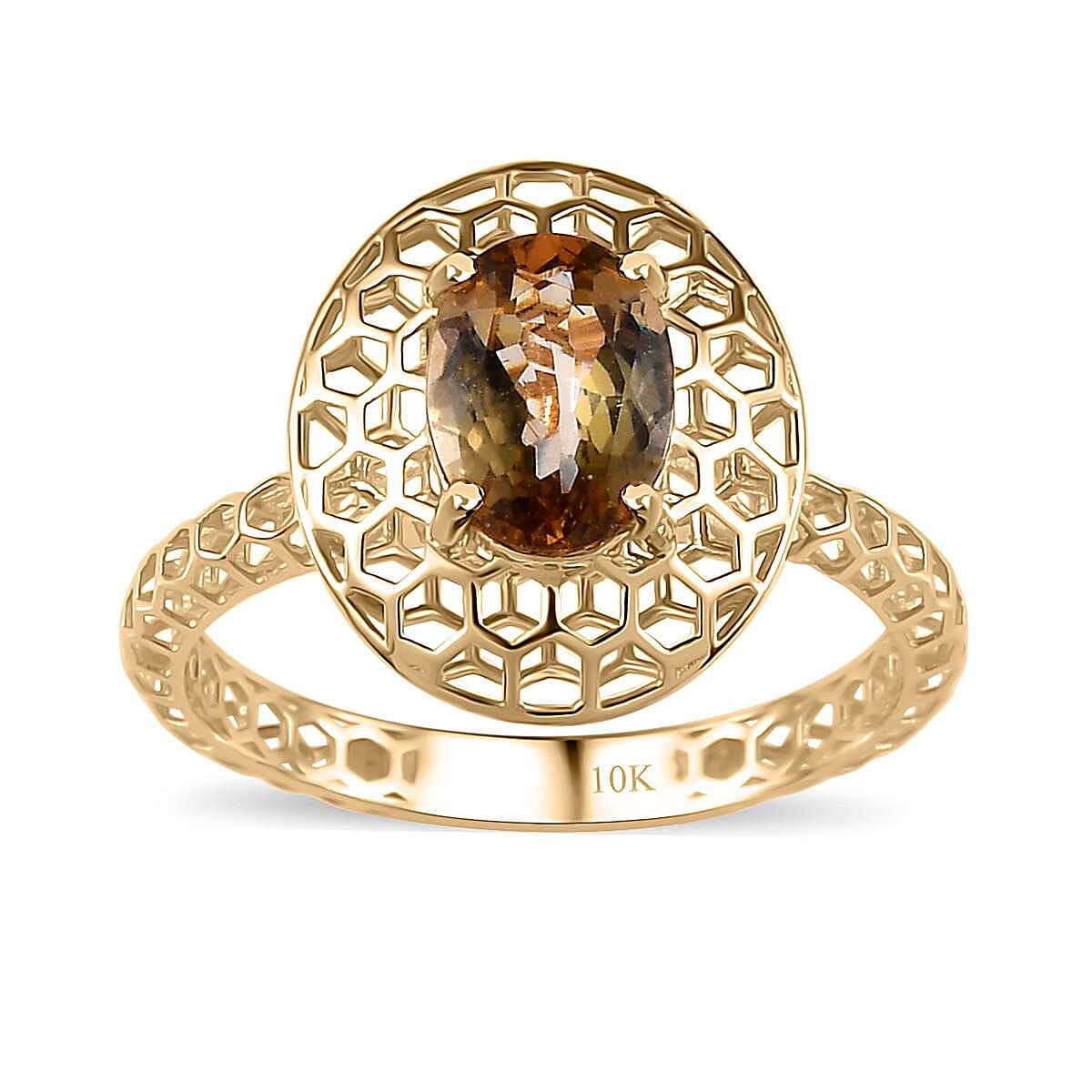 Mirage Collection 10K Yellow Gold Premium Golden Tanzanite Solitaire Ring (Size 10.0) 1.00 ctw