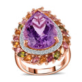 Rose De France Amethyst and Multi Gemstone Ring in Vermeil Rose Gold Over Sterling Silver (Size 10.0) 13.50 ctw - Sticky add to cart bar