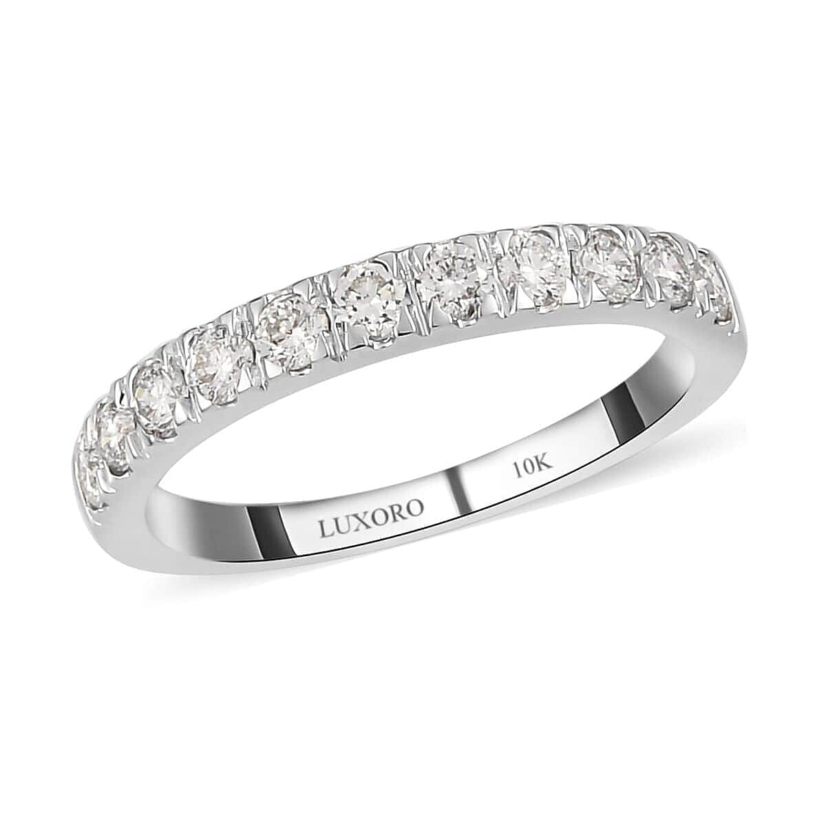 LUXORO 10K White Gold G-H SI Luxuriant Lab Grown Diamond Half Eternity Band Ring (Size 8.0) 2.20 Grams 0.50 ctw