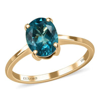 Luxoro Premium Betroka Blue Apatite Solitaire Ring, Paraiba Apatite Ring, 10K Yellow Gold Ring, Wedding Ring 1.35 ctw