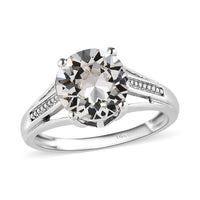 White Crystal Solitaire Ring in Platinum Over Sterling Silver (Size 10.0)