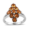 Topaz Color Crystal Elongated Ring in Platinum Over Sterling Silver (Size 10) - Sticky add to cart bar