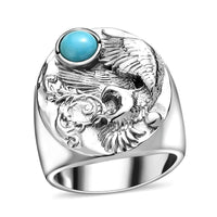 Sleeping Beauty Turquoise Men's Ring in Stainless Steel (Size 9.0) 1.00 ctw