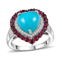 Premium Sleeping Beauty Turquoise, Multi Gemstone Ring in Rhodium Over Sterling Silver (Size 7.0) 6.40 ctw