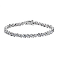 Moissanite Heart Tennis Bracelet in Platinum Over Sterling Silver (8.00 In) 14.00 ctw