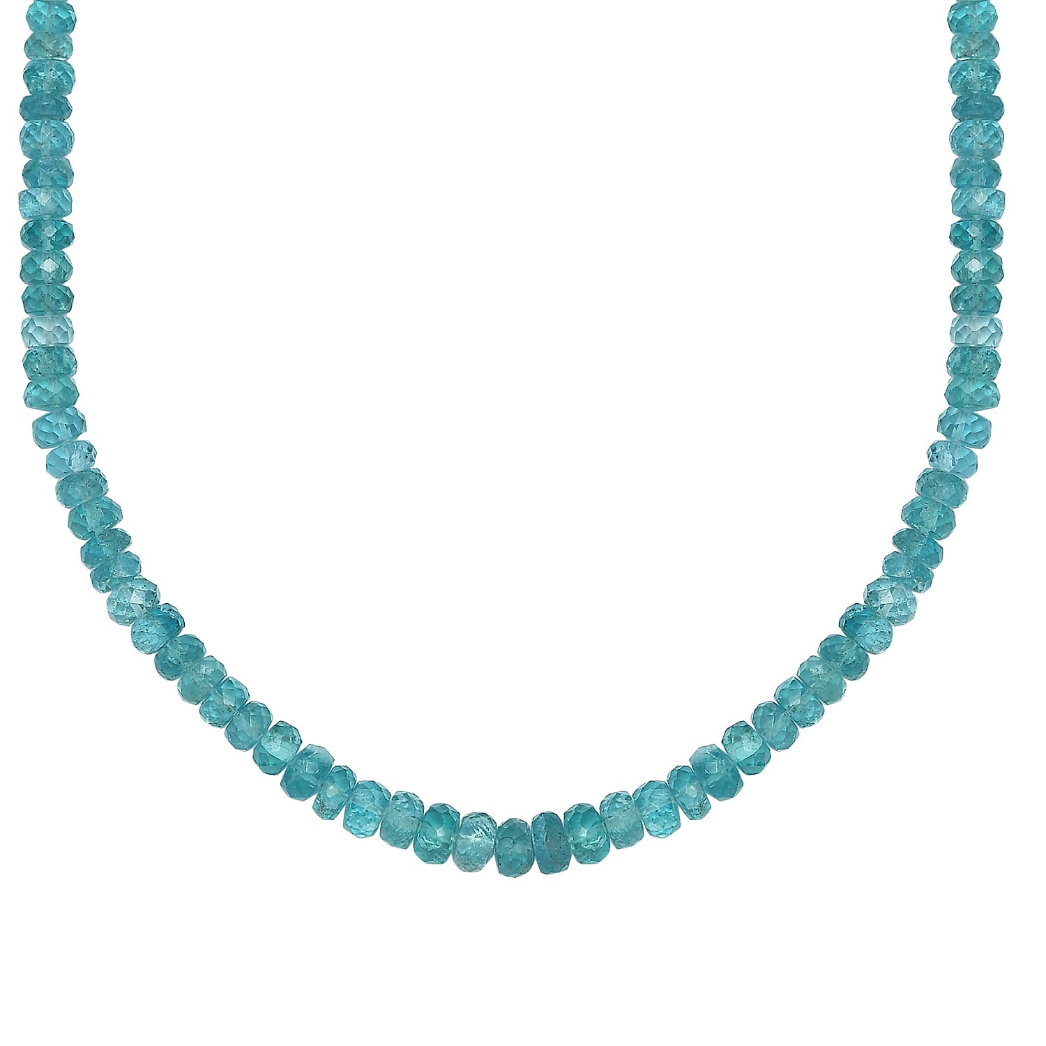 Madagascar Paraiba Apatite Beaded Necklace 20-22 Inches in Rhodium Over Sterling Silver 150.00 ctw