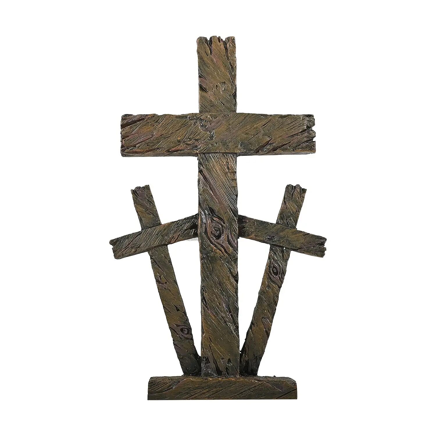 Closeout Brown Polyresin Triple Cross Decor with Base