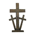 Closeout Brown Polyresin Triple Cross Decor with Base - Sticky add to cart bar