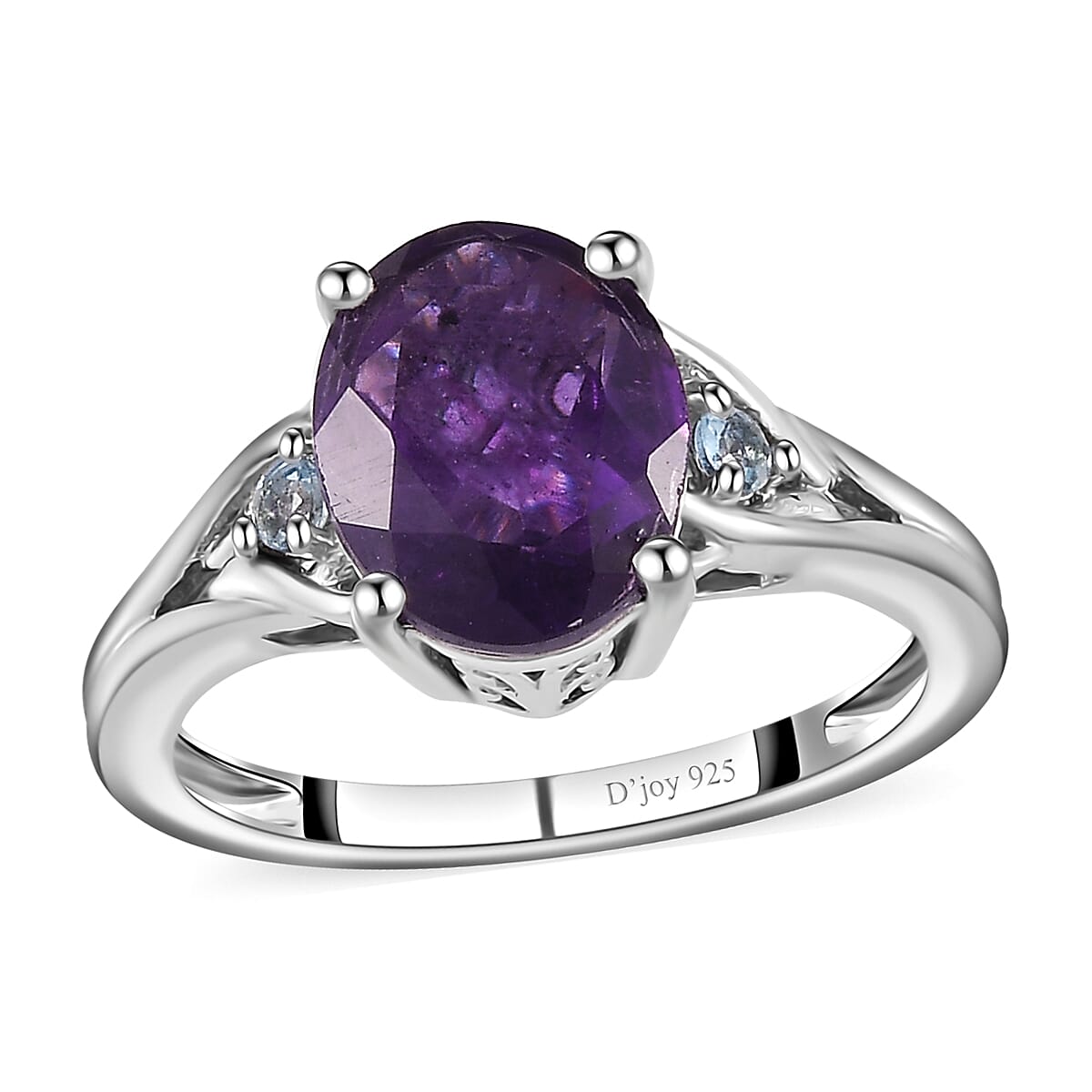 African Amethyst, Santa Maria Aquamarine Ring in Platinum Over Sterling Silver (Size 10.0) 2.50 ctw