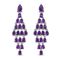African Amethyst Dangling Earrings in Platinum Over Sterling Silver 4.50 ctw - Sticky add to cart bar