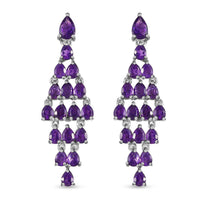 African Amethyst Dangling Earrings in Platinum Over Sterling Silver 4.50 ctw