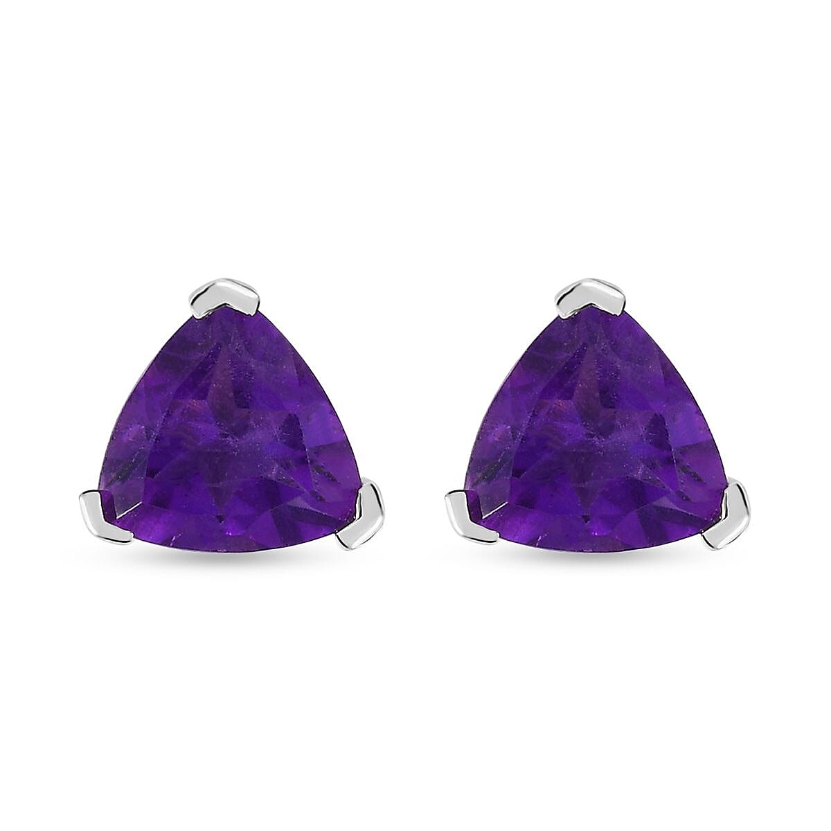 African Amethyst Solitaire Stud Earrings in Platinum Over Sterling Silver 2.90 ctw