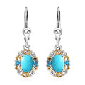 Premium Sleeping Beauty Turquoise and Malgache Neon Apatite Lever Back Earrings in Vermeil YG and Platinum Over Sterling Silver 1.85 ctw - Sticky add to cart bar