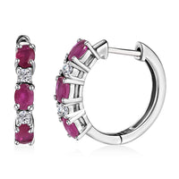 Premium Montepuez Ruby and Moissanite Hoop Earrings in Platinum Over Sterling Silver 1.50 ctw