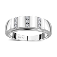 Moissanite Men's Ring in Platinum Over Sterling Silver (Size 10.0) 0.25 ctw