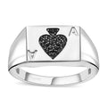 Thai Black Spinel Ace of Spades Card Signet Ring in Platinum Over Sterling Silver (Size 10.0) 0.25 ctw - Sticky add to cart bar