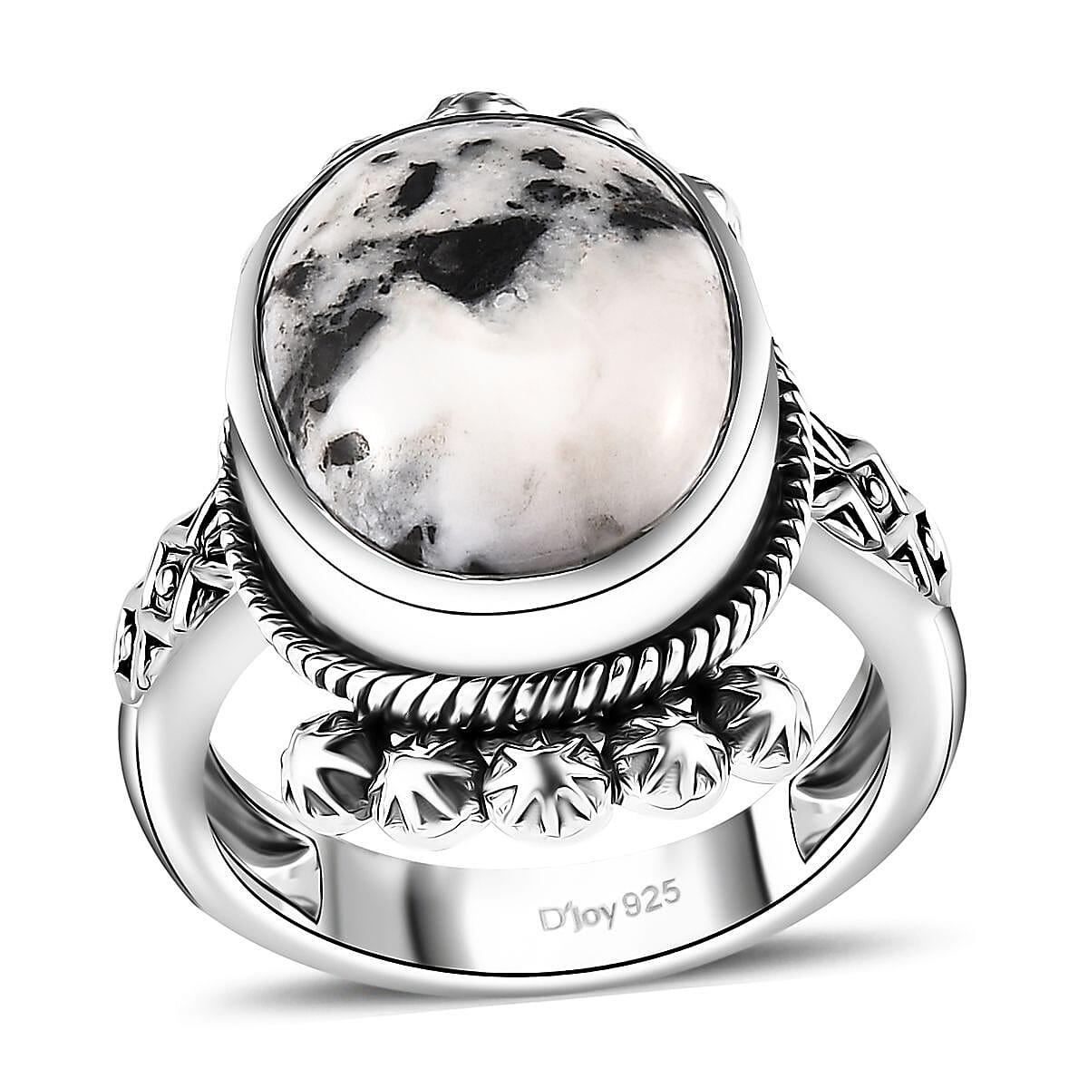 Artisan Crafted Premium White Buffalo Solitaire Ring in Sterling Silver (Size 7.0) 8.75 ctw