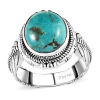 Artisan Crafted Premium Sierra Nevada Turquoise Solitaire Ring in Sterling Silver (Size 10.0) 5.60 ctw