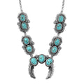 Artisan Crafted Sierra Nevada Turquoise 9.70 ctw Naja Squash Blossom Necklace 18-20 Inches in Sterling Silver - Sticky add to cart bar