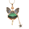 Green Austrian Crystal and Enameled Fairy Pendant with Necklace in Goldtone 28-30 Inches - Sticky add to cart bar
