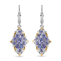 Tanzanite Lever Back Earrings in Vermeil Yellow Gold and Platinum Over Sterling Silver 2.90 ctw