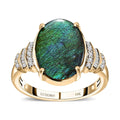 Luxoro 10K Yellow Gold Canadian Ammolite, Diamond (G-H, I2) (0.20 cts) Ring (Size 10.0) 3.60 ctw - Sticky add to cart bar