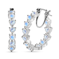 Premium Rainbow Moonstone Inside Out Hoop Earrings in Platinum Over Sterling Silver 6.00 ctw