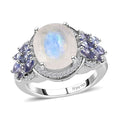 Premium Rainbow Moonstone and Multi Gemstone Ring in Platinum Over Sterling Silver (Size 10.0) 6.25 ctw - Sticky add to cart bar