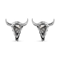 Artisan Crafted White Buffalo 3.50 ctw Bull Head Earrings in Sterling Silver