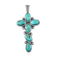 Artisan Crafted Sierra Nevada Turquoise Cross Pendant in Sterling Silver 10.30 ctw - Sticky add to cart bar