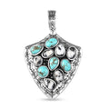 Artisan Crafted Sierra Nevada Turquoise and White Buffalo Arrow Head Pendant in Sterling Silver 5.10 ctw - Sticky add to cart bar