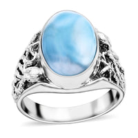 Bali Legacy Premium Larimar Octopus Ring in Sterling Silver (Size 10.0) 8.25 ctw