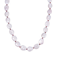 Keshi Pearl, Mozambique Garnet 198.00 ctw Necklace in Rhodium Over Sterling Silver (18 Inches)