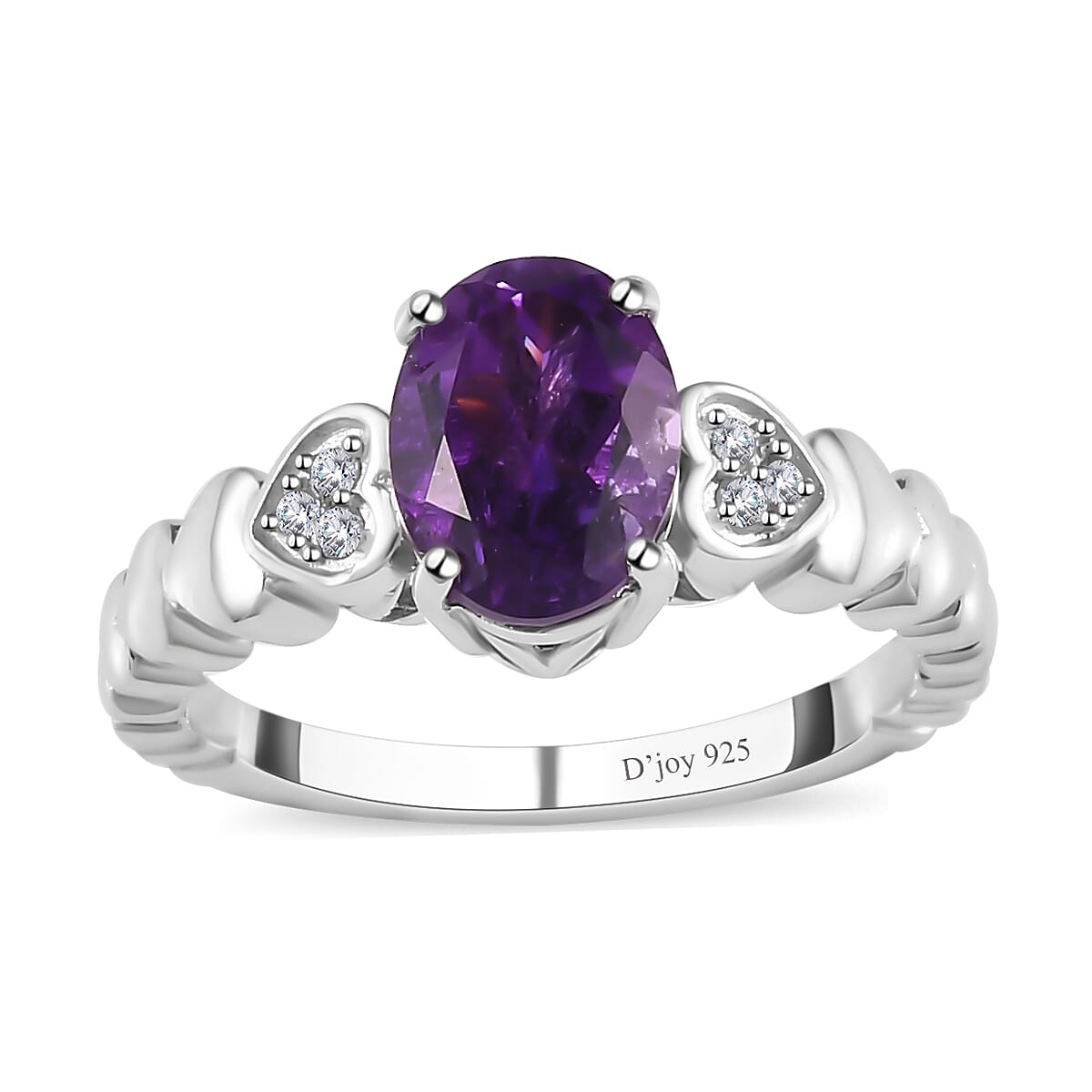 Premium Moroccan Amethyst, Diamond Ring in Platinum Over Sterling Silver (Size 10.0) 1.20 ctw