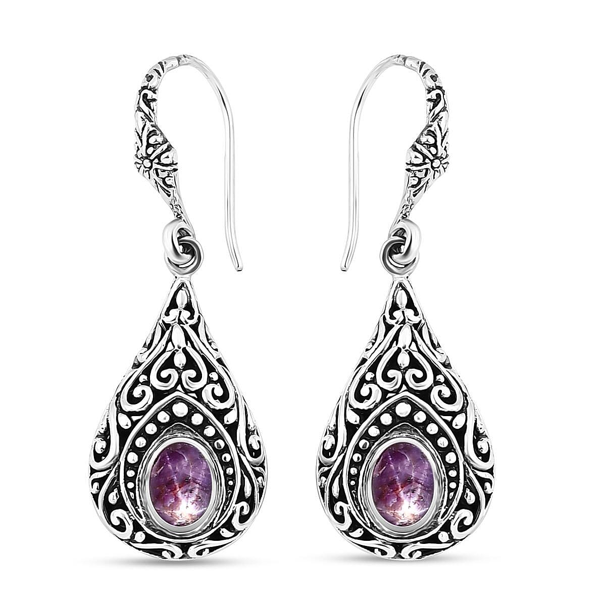 TLV Bali Legacy Indian Star Ruby Dangle Earrings in Sterling Silver 3.65 ctw