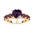 Moroccan Amethyst and Orissa Rhodolite Garnet Heart Ring in Vermeil Yellow Gold Over Sterling Silver (Size 10.0) 3.35 ctw - Sticky add to cart bar