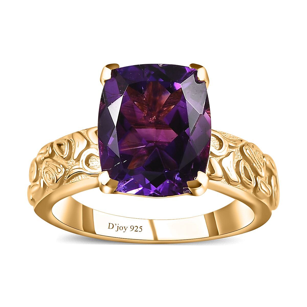 Moroccan Amethyst Solitaire Ring in Vermeil Yellow Gold Over Sterling Silver (Size 10.0) 4.10 ctw