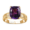 Moroccan Amethyst Solitaire Ring in Vermeil Yellow Gold Over Sterling Silver (Size 10.0) 4.10 ctw - Sticky add to cart bar