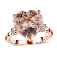 Luxoro 14K Rose Gold AAA Marropino Morganite and G-H I1 Diamond Ring (Size 10.0) 4.65 ctw