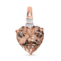 Luxoro 14K Rose Gold AAA Marropino Morganite and G-H I1 Diamond Heart Pendant without Chain 5.15 ctw - Sticky add to cart bar